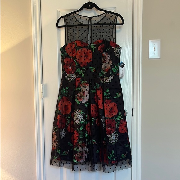 NWT Studio One Floral Net Fit & Flare Dress - Picture 2 of 10